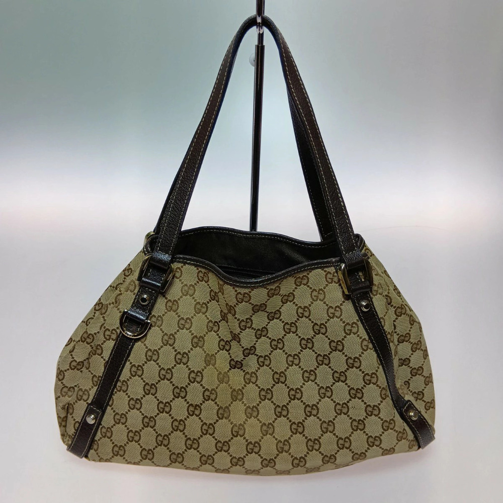 GUCCI GG Canvas Tote Bag Beige Brown
